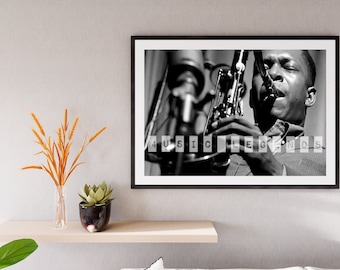John Coltrane monterat tryck, jazzaffisch, jazzmusiker, John Coltrane-affisch, väggkonst, popkultur