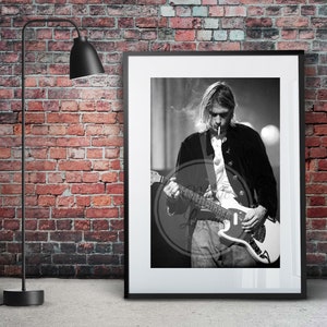 Kurt Cobain mounted print ,Pop culture, Kurt Cobain poster print, Nirvana, Rock