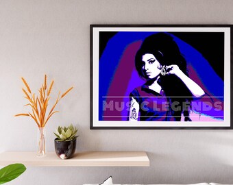 Amy Winehouse art mounted print, Pop culture.Amy Winehouse gift .Musician