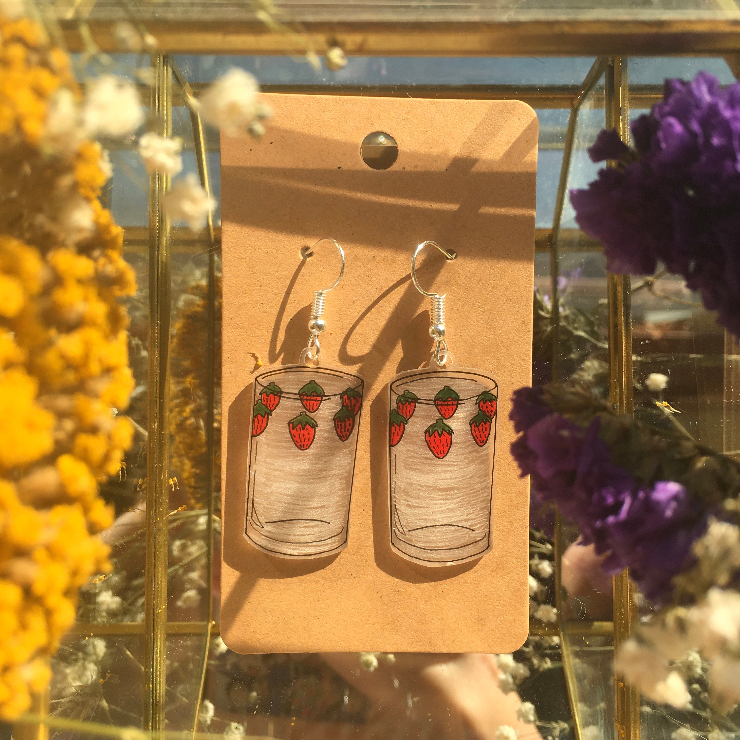 Nana Strawberry Glasses earrings Etsy