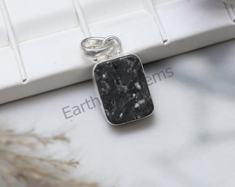 Snowflake Obsidian Pendant Necklace 925 Sterling Silver Jewelry