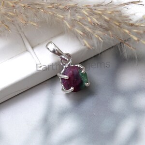 Ruby Zoisite Silver Pendant, 925 sterling, Handmade Gemstone Jewelry, Dainty Crystal Necklace, Birthstone gift gift for her