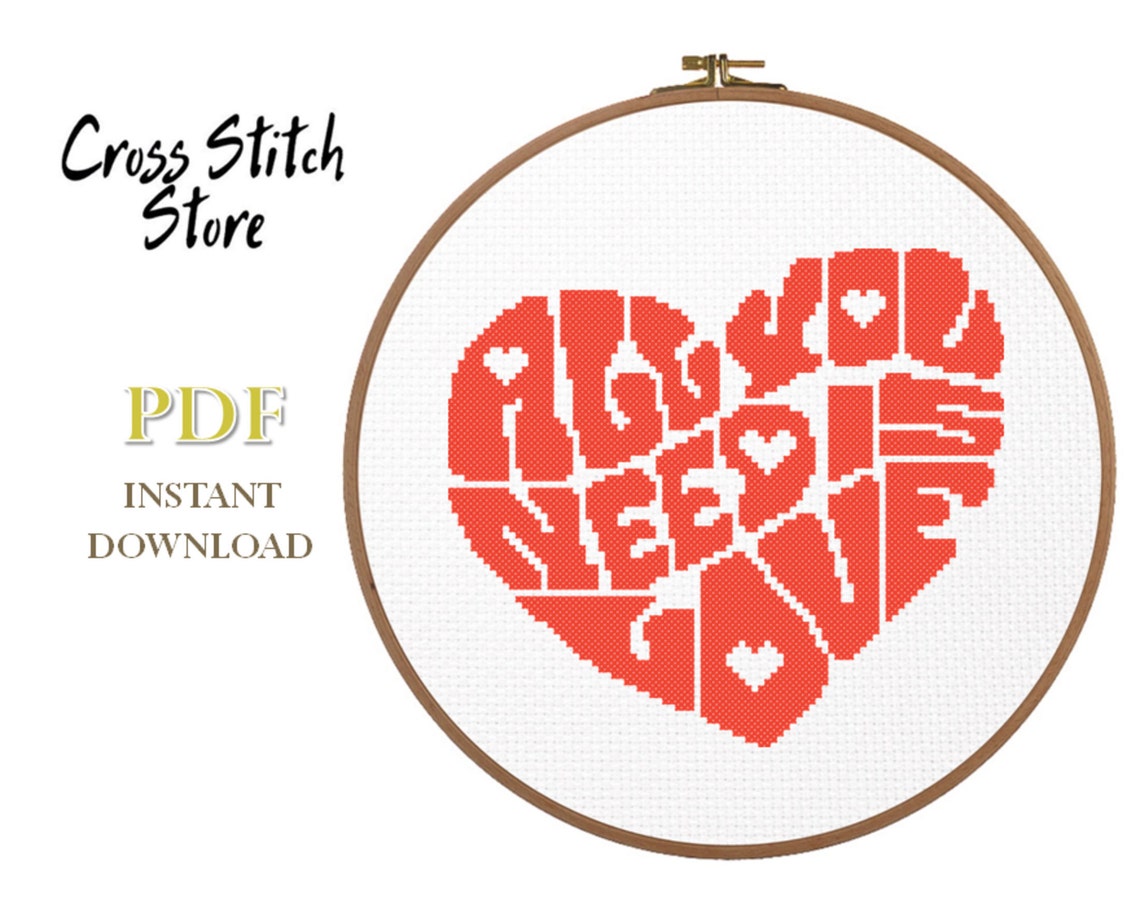 Love cross stitch pattern Heart cross stitch pattern love Etsy