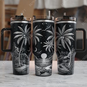 40oz Tumbler Wrap, Beach Tumbler Laser Design, Tumbler Laser Engraved Svg, Tumbler Designs