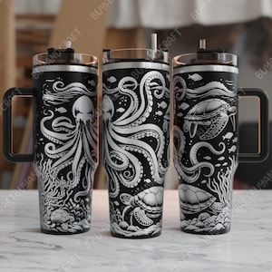 40oz Tumbler Wrap, Sea Life Tumbler Laser Design, Tumbler Laser Engraved Svg, Tumbler Designs