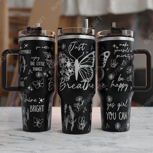 40oz Tumbler Wrap, Just Breathe Svg , Tumbler Laser Design, Tumbler Laser Engraved Svg, Tumbler Designs
