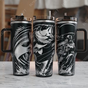 Envoltura de vaso de 40 oz, diseño láser de vaso de pesca, svg grabado con láser de vaso, diseños de vaso del Día del Padre