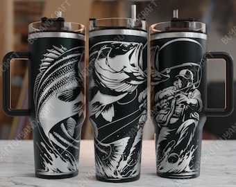 40oz Tumbler Wrap, Fishing Tumbler Laser Design, Tumbler Laser