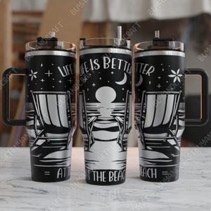 40oz Tumbler Wrap, Beach Life Tumbler Laser Design, Tumbler Laser Engraved Svg, Tumbler Designs