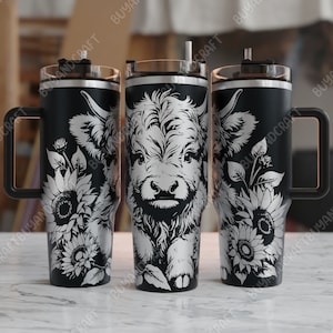 40oz Tumbler Wrap, Higland Cow Tumbler Laser Design, Tumbler Laser Engraved Svg, Tumbler Designs
