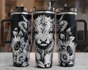 40oz Tumbler Wrap, Higland Cow Tumbler Laser Design, Tumbler Laser gegraveerd Svg, Tumbler ontwerpen