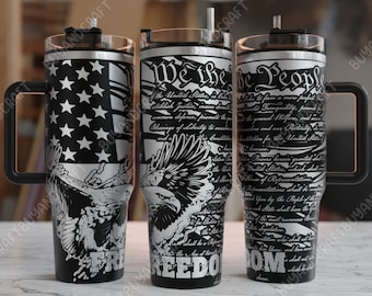 Envoltura de vaso de 40 oz, Patriótico, Nosotros, la gente, Diseño láser de vaso, Svg grabado con láser de vaso, Diseños de vaso