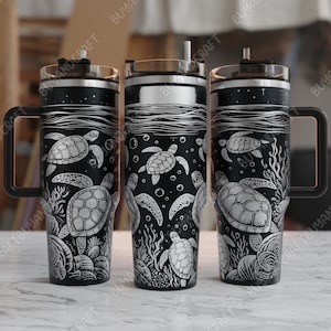 40oz Tumbler Wrap, Turtles Tumbler Laser Design, Tumbler Laser Engraved Svg, Tumbler Designs