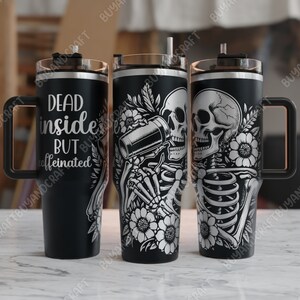 40oz Tumbler Wrap, Caffeinated Tumbler Laser Design, Tumbler Laser Engraved Svg, Tumbler Designs
