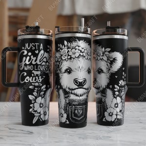 40oz Tumbler Wrap, Highland cow Tumbler Laser Design, Tumbler Laser Engraved Svg, Tumbler Designs