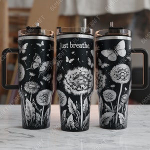 40oz Tumbler Wrap, Just Breathe Svg , Tumbler Laser Design, Tumbler Laser Engraved Svg, Tumbler Designs