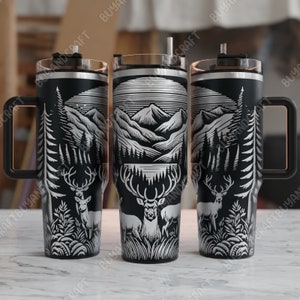 40oz Tumbler Wrap, Deer Hunting Tumbler Laser Design, Tumbler Laser Engraved Svg, Tumbler Designs