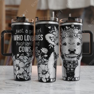 40oz Tumbler Wrap, Highland cow Tumbler Laser Design, Tumbler Laser Engraved Svg, Tumbler Designs
