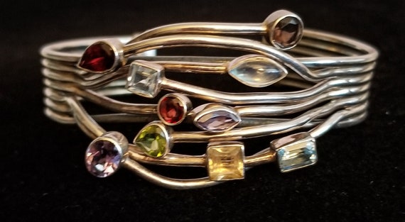 Sterling Silver Multi Stone Bracelet And Ring - image 5