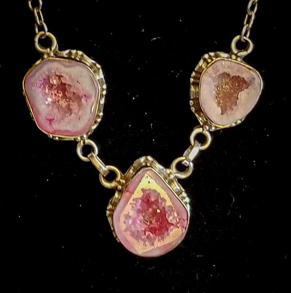 Pretty In Pink Geode Necklace - image 2