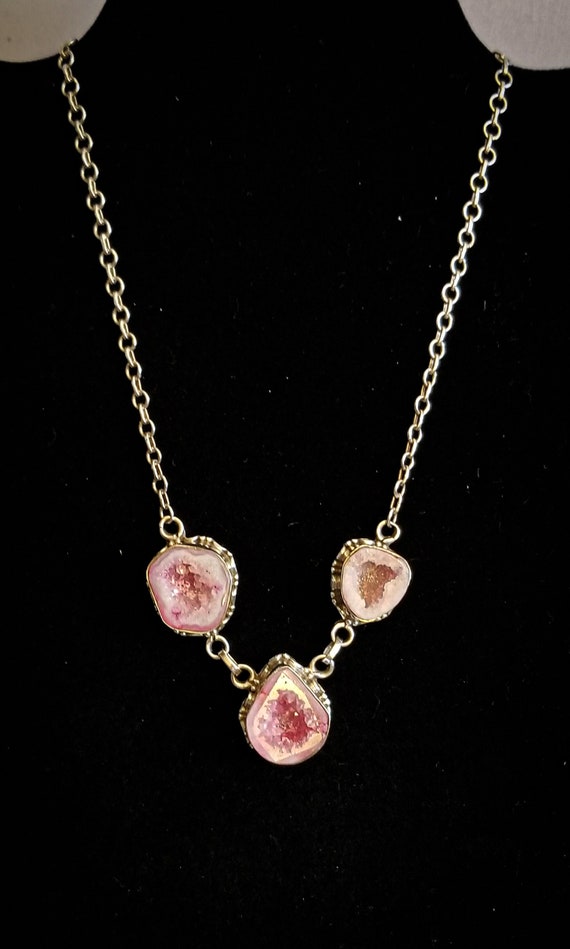 Pretty In Pink Geode Necklace - image 1