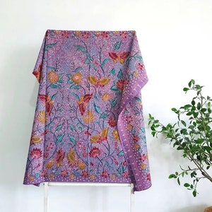 2.6 yd handwritten batik tulis LASEM - Kupu Kupu Latar Sekar Jagad Butterflies on Flower Universe, silk cotton Indonesian hand drawn batik