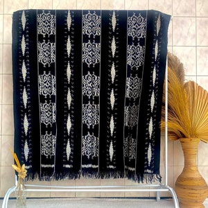 2.6 yd Indonesian handwoven ikat fabric, sarong ethnic hand dyed dressmaking fabric cotton throw blanket couch bedspread tapestry upholstery