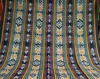 2.6 yd Indonesian handwoven ikat fabric, ethnic hand dyed fabric, textile art, blanket, bedspread, sarong wrap, pareo, table cloth, runner