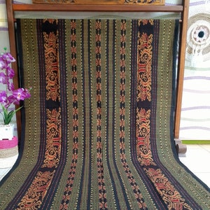 2.6 yd Indonesian handwoven ikat fabric, ethnic hand dyed fabric, textile art, blanket, bedspread, sarong wrap, pareo, table cloth, runner