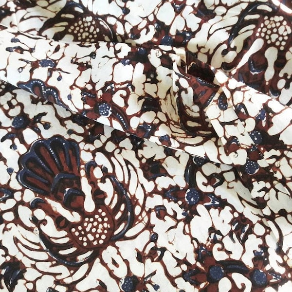 2.3 yd SIDO ASIH classic motif batik cap sogan Jogja, Indonesian hand stamped batik fabric, batik wall art, textile art, ethnic clothing