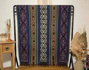 2.6 yd Indonesian handwoven ikat fabric, ethnic hand dyed fabric, tribal textile art, tapestry, ikat upholstery fabric, sarong beach wrap