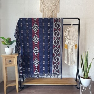2.6 yd Indonesian handwoven ikat fabric wall hanging, ethnic hand dyed fabric, tribal textile art, tapestry blanket throw, sarong, bedspread