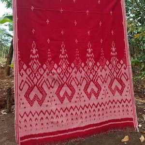 2.6 yd Indonesian handwoven ikat fabric, ethnic hand dyed fabric, 100% cotton throw blanket couch, sarong, dressmaking fabric, upholstery