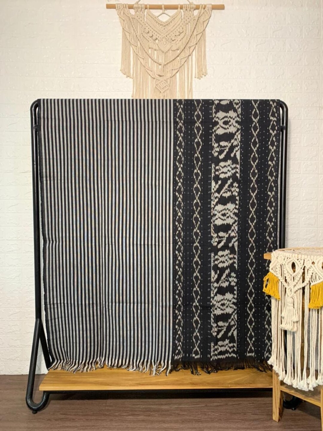 Indonesian Ikat Fabric, Throw Blanket, Beach Blanket, Picnic Blanket