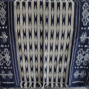 2.6 yd Indonesian handwoven ikat fabric wall hanging, ethnic hand dyed fabric, tribal textile art, tapestry blanket throw, bedspread, runner