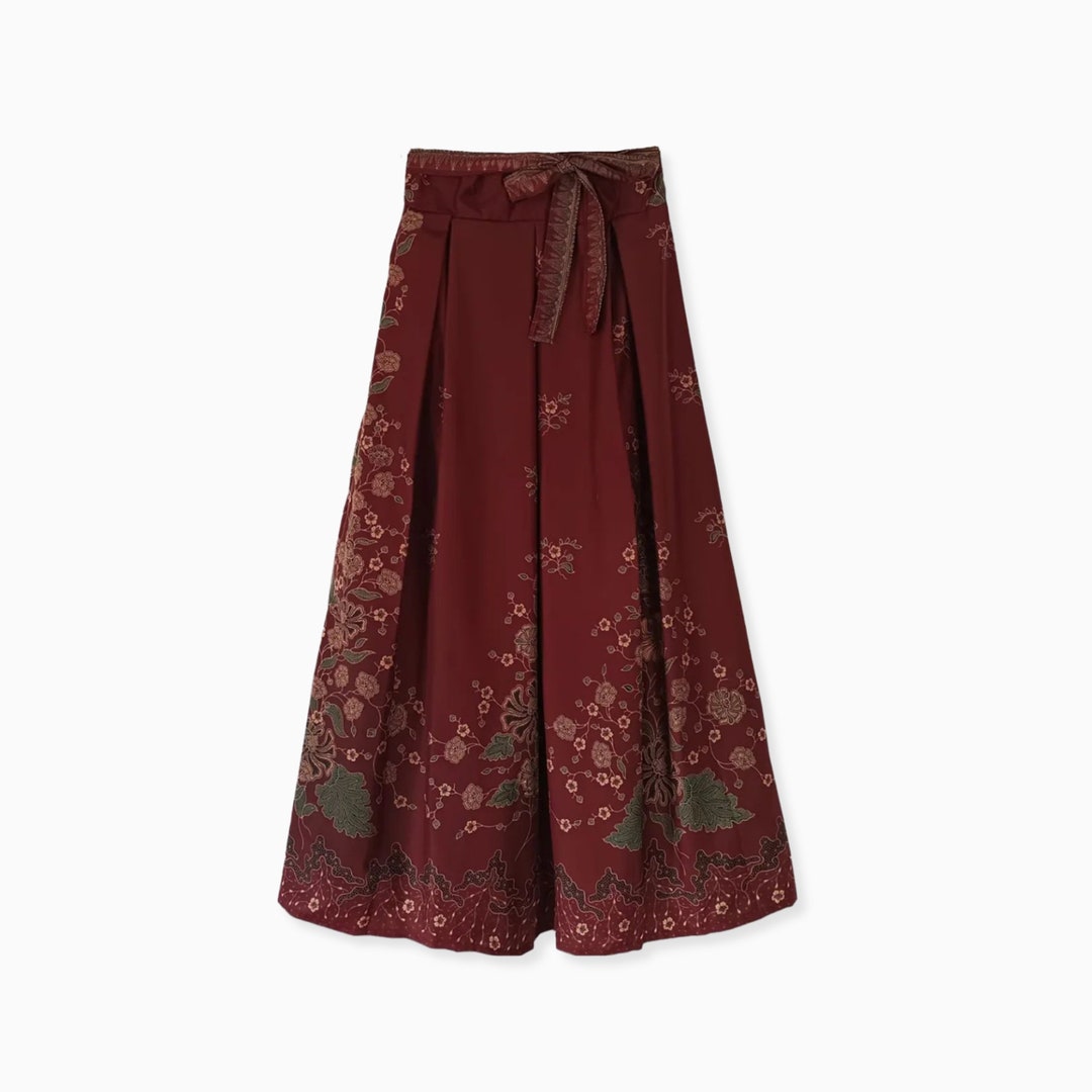 Yellow - Hand Batik Printed Running Stitch Cotton Long Skirt 109