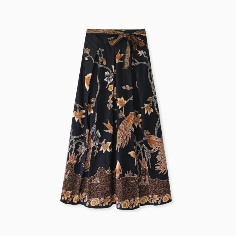 Purple - Hand Batik Printed Running Stitch Cotton Long Skirt 115