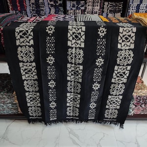 2.6 yd Indonesian handwoven ikat fabric, sarong ethnic hand dyed dressmaking fabric cotton throw blanket couch bedspread tapestry upholstery
