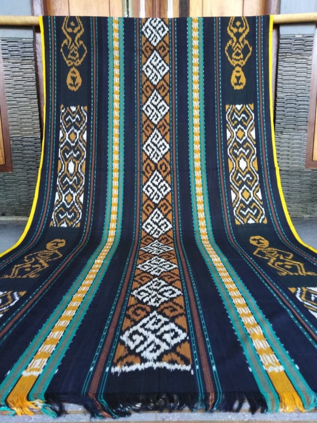 Indonesian Ikat Fabric, Handwoven Blanket, Textile Art, Large Tapestry ...