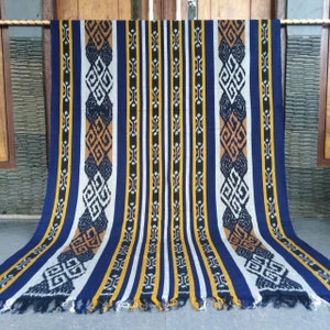 2.6 yd Indonesian handwoven ikat fabric wall hanging, ethnic hand dyed fabric, tribal textile art, tapestry blanket throw wrap ikat curtains
