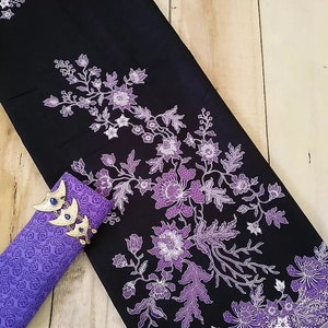 2.3 yd Indonesian Handprinted Batik Cotton Fabric, Sarong Wrap Skirt Lungi, Dressmaking, Drapery Upholstery, Flower Motif Patterned Textiles