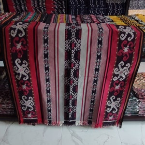 2.6 yd Indonesian handwoven ikat fabric, ethnic hand dyed dressmaking fabric, 100% cotton throw blanket couch, bedspread tapestry upholstery