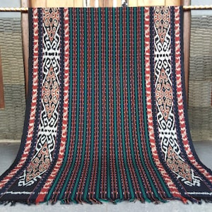 2.6 yd Indonesian handwoven ikat fabric wall hanging, ethnic hand dyed fabric, tribal textile art, tapestry blanket throw, bedspread, runner