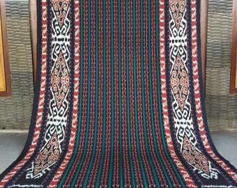 2.6 yd Indonesian handwoven ikat fabric wall hanging, ethnic hand dyed fabric, tribal textile art, tapestry blanket throw, bedspread, runner