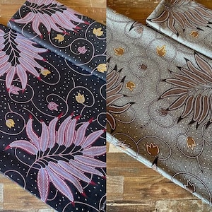 2.3 yd Indonesian batik fabric, floral fabric, ethnic fabric, java batik, sarong batik, printed fabric, botanical fabric, warp skirt, pareo
