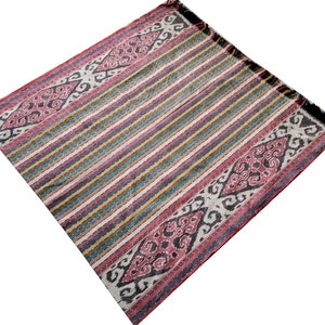 2.6 yd Indonesian handwoven ikat fabric, ethnic hand dyed dressmaking fabric, 100% cotton throw blanket couch, sarong, bedspread, upholstery