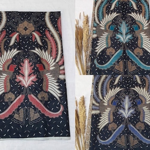 2.3 yd Indonesian batik fabric, ethnic fabric, java batik, sarong batik, printed fabric, screen print fabric, floral fabric, designer fabric