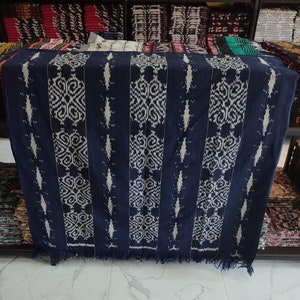 2.6 yd Indonesian handwoven ikat fabric, sarong ethnic hand dyed dressmaking fabric cotton throw blanket couch bedspread tapestry upholstery