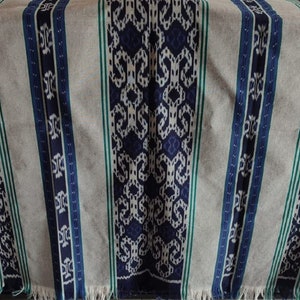 2.6 yd Indonesian handwoven ikat fabric wall hanging, ethnic hand dyed fabric, tribal textile art, tapestry blanket throw, bedspread, runner