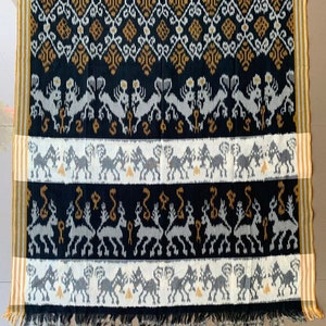 2.6 yd Indonesian handwoven ikat fabric wall hanging, ethnic hand dyed fabric, tribal textile art, tapestry blanket throw, sarong, bedspread